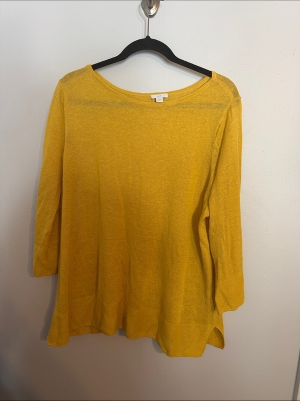 J. Jill Marigold Yellow Linen Blend Knit Sweater Top Petite Large L PL